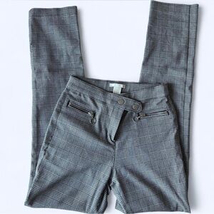 H&M Womens Grey White Plaid Dress Pants Emo Punk Trousers 4